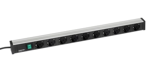 Strømskinne 683mm 10 schuko stikk + bryter
