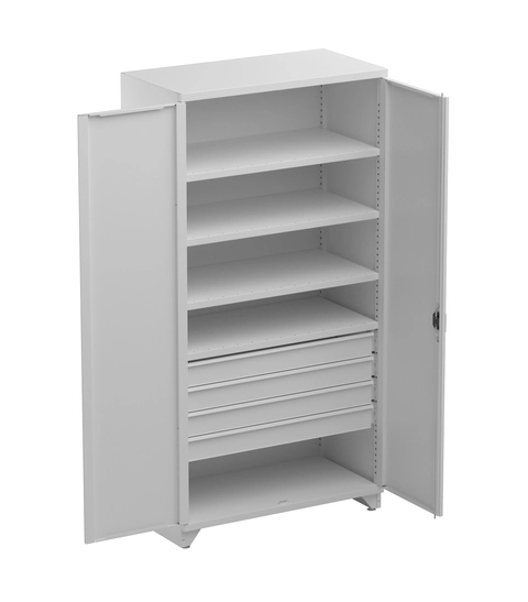 Hylleskap 100/50/200 ESD grå m/4 skuffer og 4 hyller