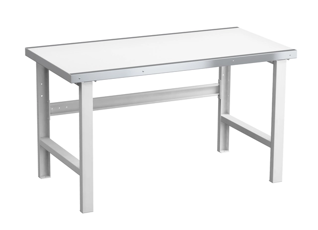Workshopbord med vinylplate m/stålkant + faste ben, 1500x750 
