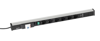 Strømskinne 836/10 6xstikk, av/på bryter, sikring, 2xUSB