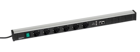 Strømskinne 836/10 6xstikk, av/på bryter, 2xCAT6, 2xUSB
