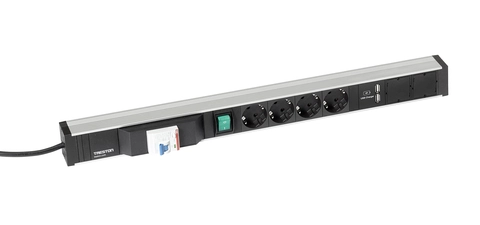 Strømskinne 683/3 4xstikk, av/på bryter, 2xUSB, FCP