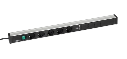 Strømskinne 683/1 5xstikk, av/på bryter og 2xUSB