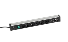 Strømskinne 483/3 6xstikk, av/på bryter, 2xUSB og 2xCAT6A