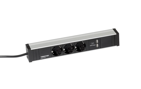 Strømskinne 331/1 3xstikk og 2xUSB (331mm)